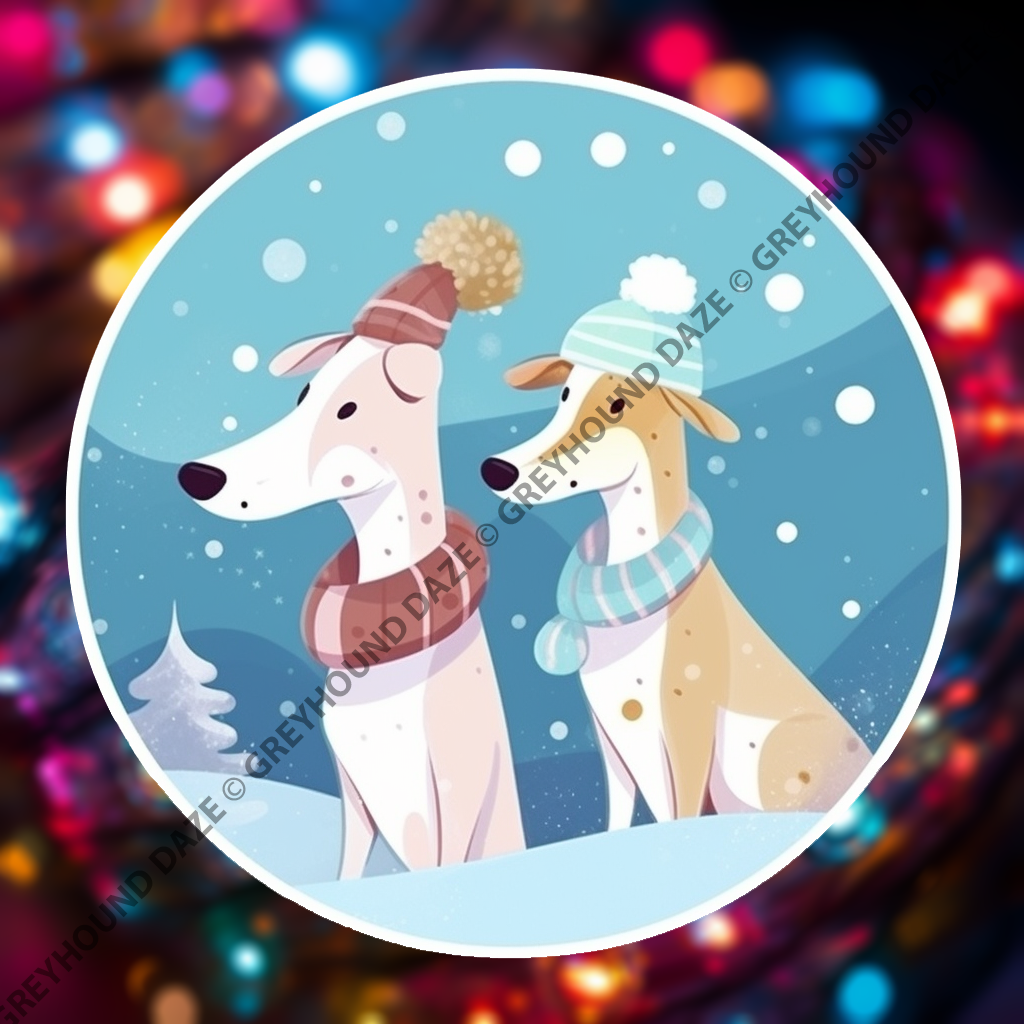Cartoon Greyhound Snow Day - Image 3